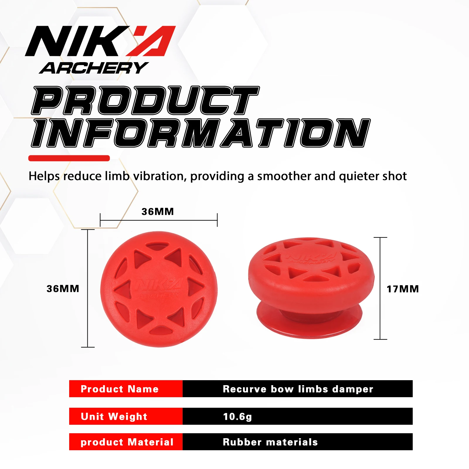 2Pcs/1Set NIKA Archery Stabilizer Bow Limbs Stabilizer Shock Recurve Bow Absorber Vibration Dampener Hunting Accessories 5