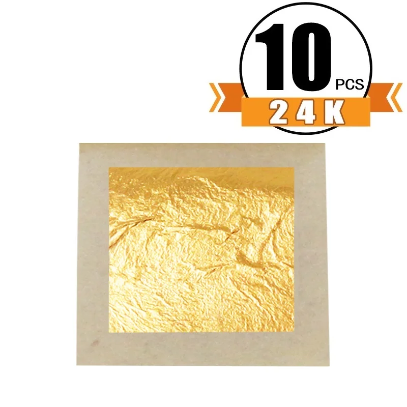 Lot de 30 feuilles d'or comestibles pour décoration de gâteaux, chocolats,  boulangerie, pâtisserie, cuisine, maquillage, santé et spa, dorure,  décoration de dessert, projet artistique, 4,33 x 4,33 cm : : Maison