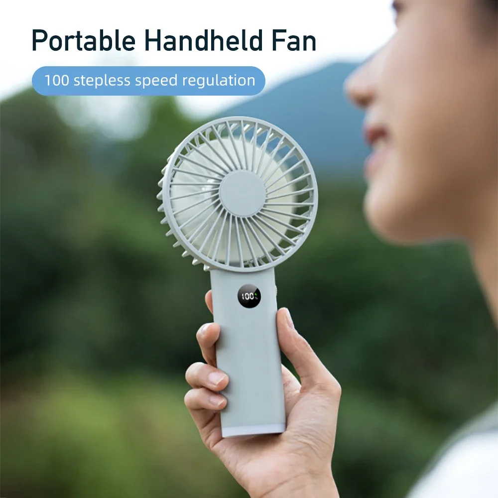 

Portable Hand Fan 100 Wind Speeds Electric Fan with LED Display Mini Handheld 3600mAh USB Rechargeable Personal Fans