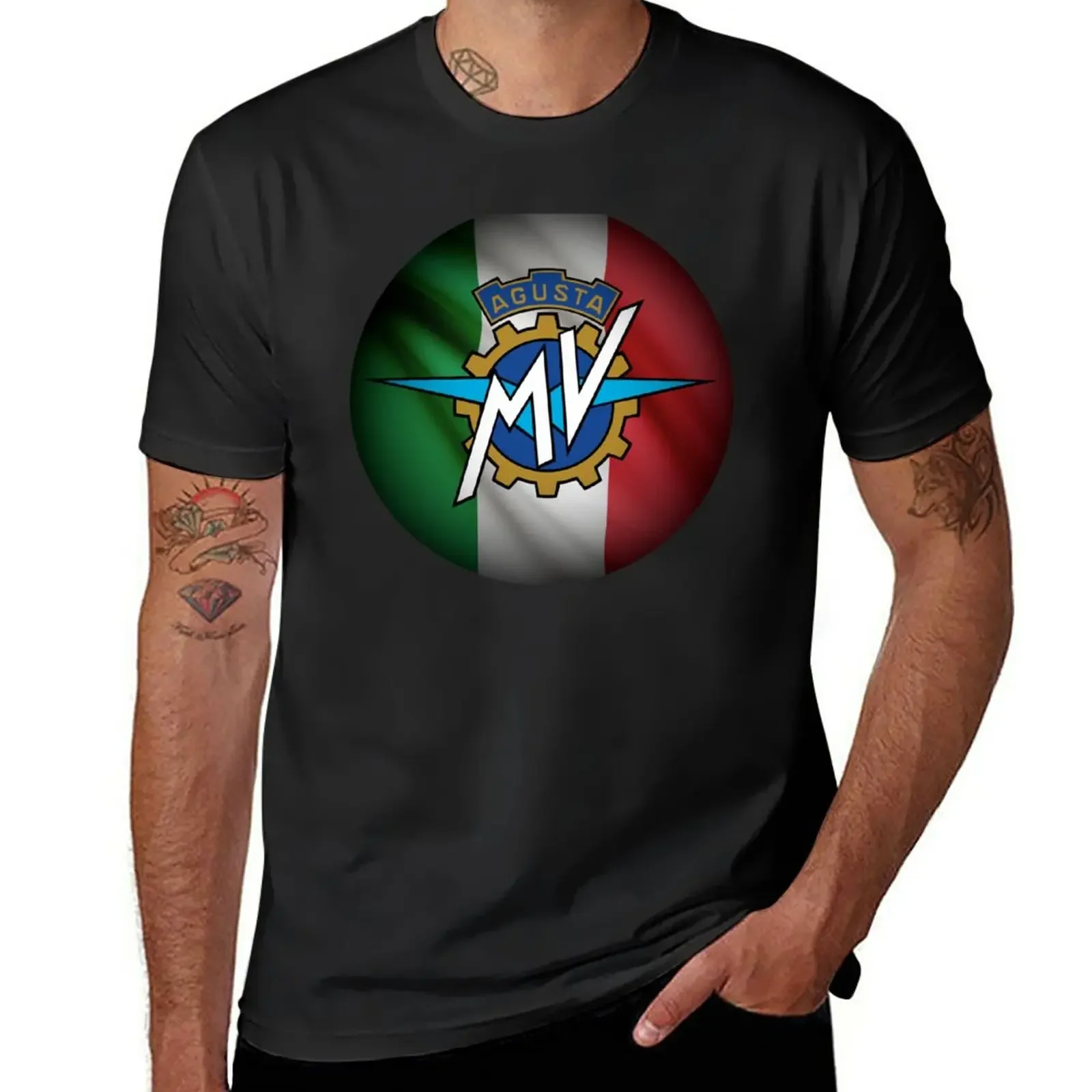 

MV Agusta Italian Flag T-Shirt plus size tops vintage clothes t shirt men