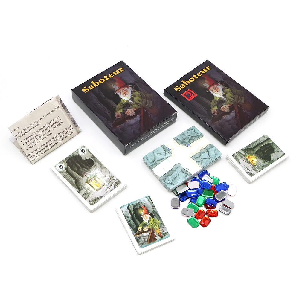 Saboteur 1+2 Board Games Full English Base+extension Dwarf Miner Jeu De  Funny Family Party Card Game - Board Game - AliExpress