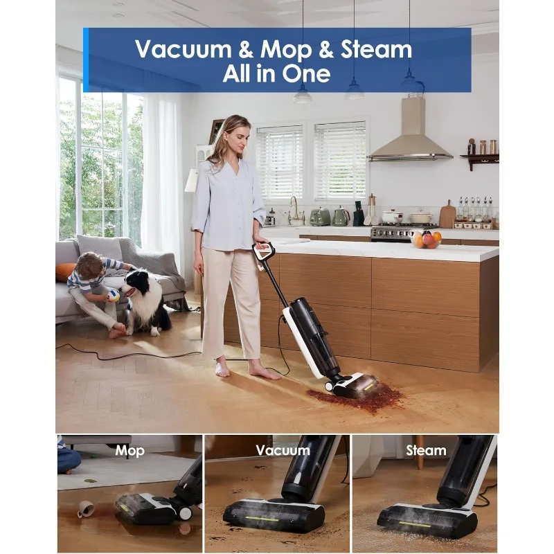 Tineco iFLOOR 5 Steam Wet Dry Vacuum All-in-one, Steam Mop Hardwood Floor Cleaner Great for Sticky Messes, 248℉ High-temp 2