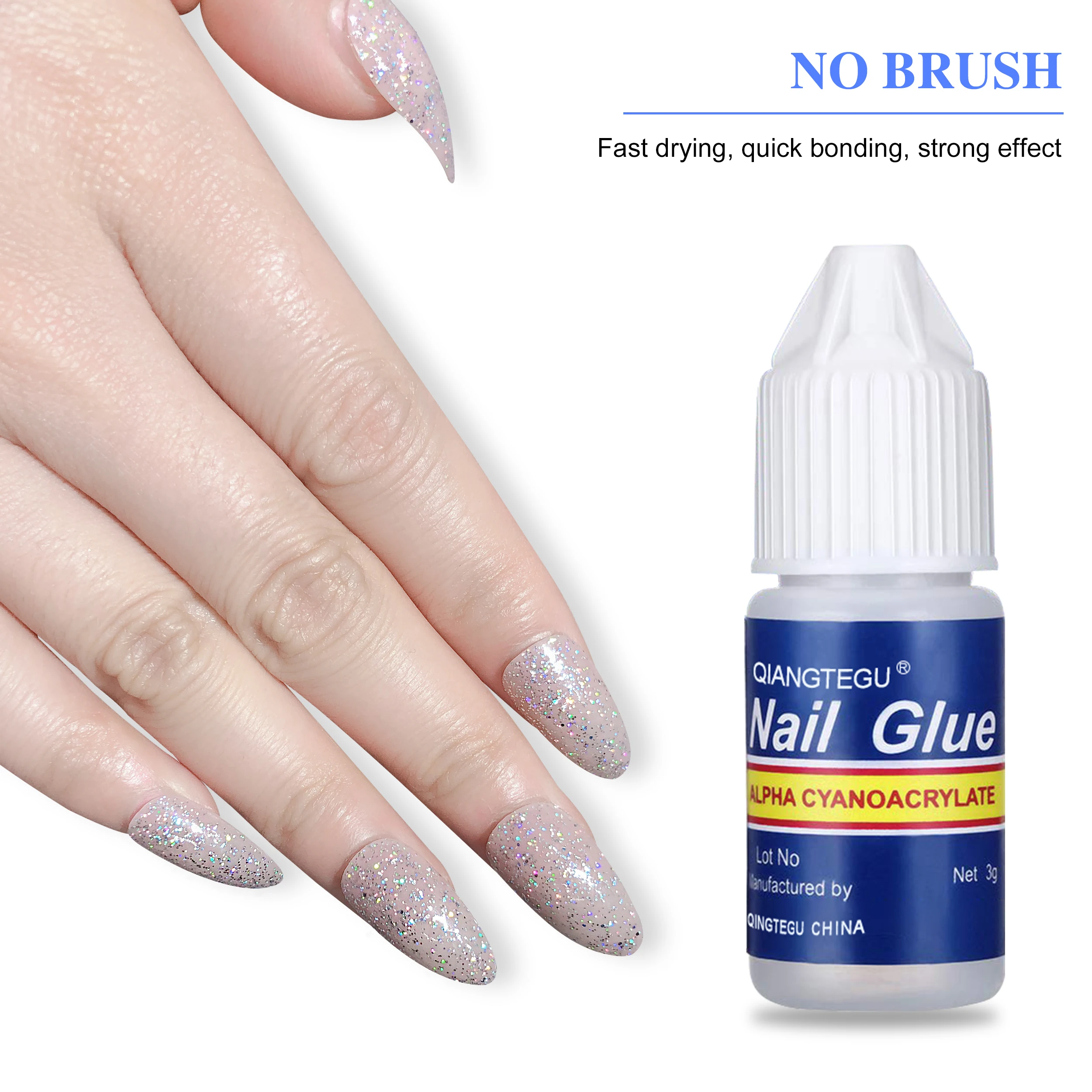 Nail Glue 5PCS/Bag 3G Super Strong Adhesive Nail Wearing Glue Sheet Embedding Diamond Dot Drill Glue
