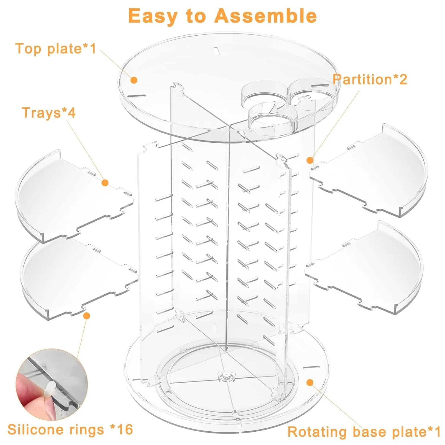 Rotating Makeup Organizer, DIY 8 Layers Adjustable Skincare Organizer Cosmetic Display Case with Brush Holder ＆Perfume Tray 4
