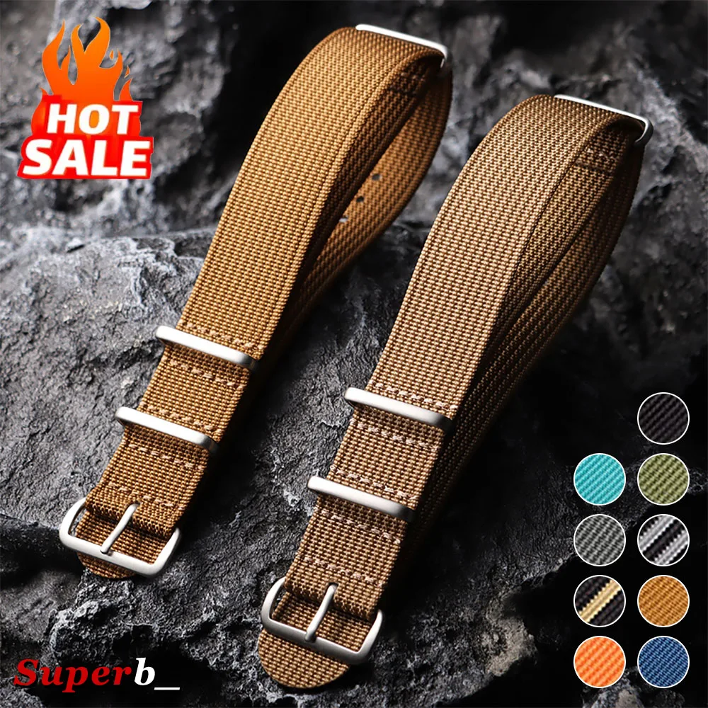 Army Green Ribbed Nylon Military Watch Strap - Versatile Watchband Accessory