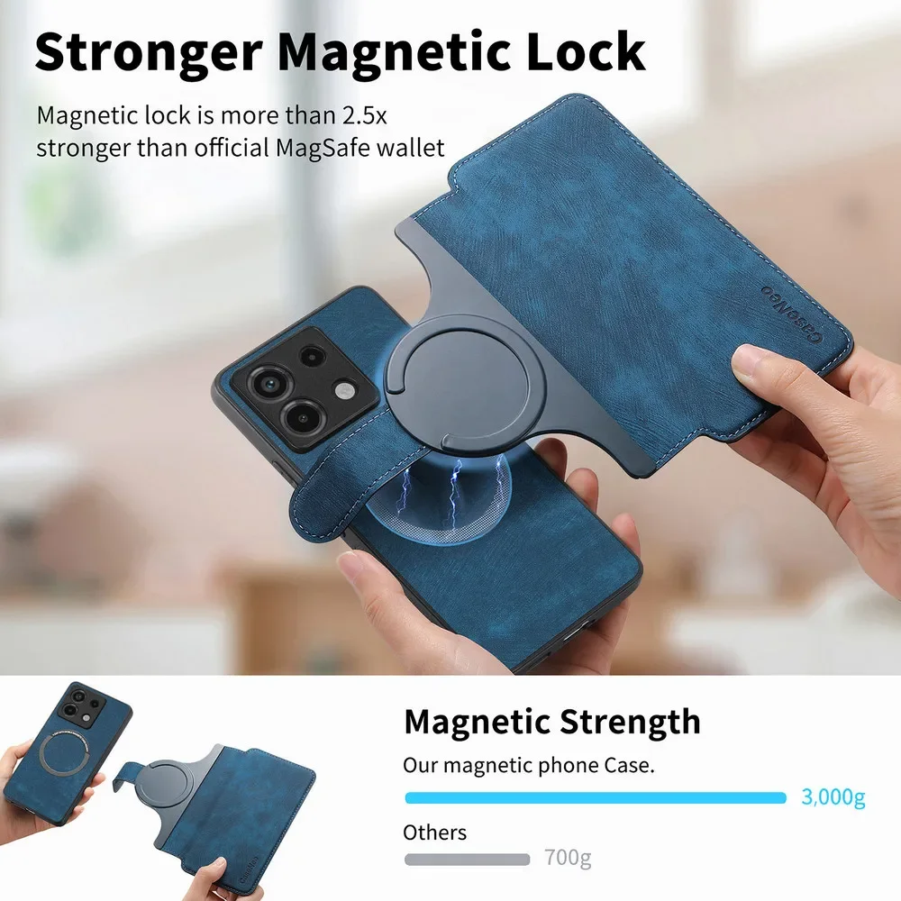 Magsafe Flip Leather 2-in-1 Magnetic Wallet Card Holder Phone Case Bag