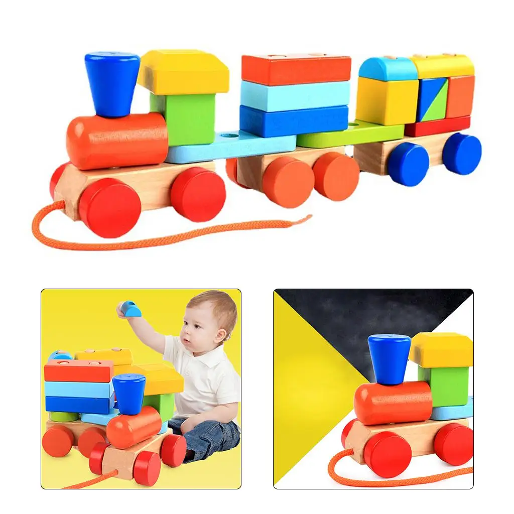 Wooden Train with Number Educational Toys Motor Skills Hand Eye Coordination Toy 