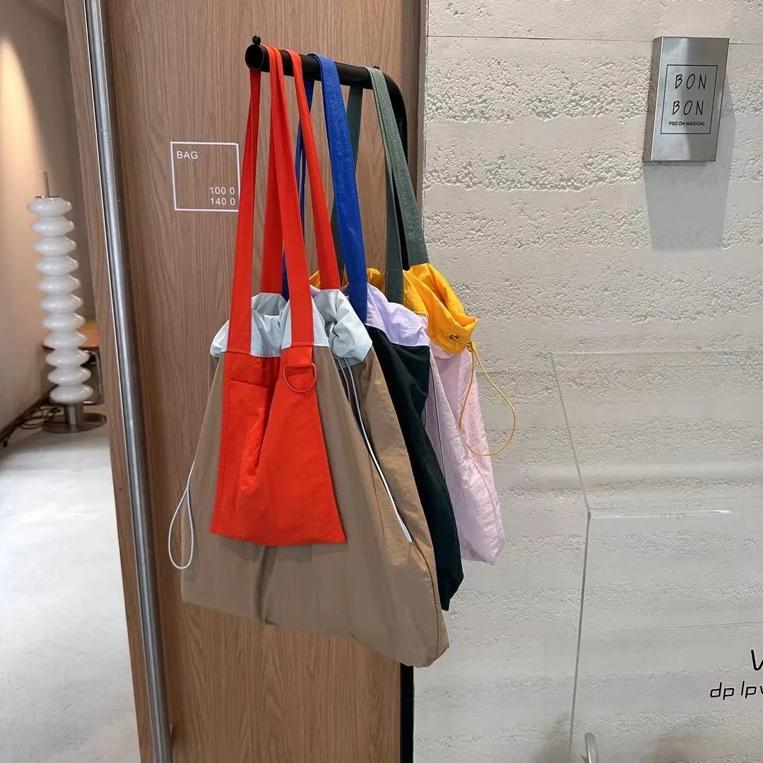 

Водонепроницаемая нейлоновая кожа, большая емкость, шнурок, Повседневная, Спортивная, складная сумка через плечо