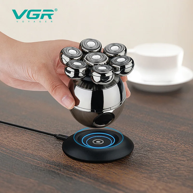 VGR 7D Electric Shaver Rechargeable Bald Shaver Waterproof Rotary Razor Beard Trimmer Nose Hair Trimmer Set for Men V-315