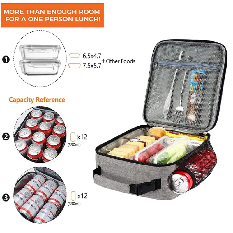 1Pcs Portable Oxford Cloth Square Lunch Bag Food Thermal Box Durable Waterproof Office Cooler Outdoor Picnic lunch bag lunch cooler bag