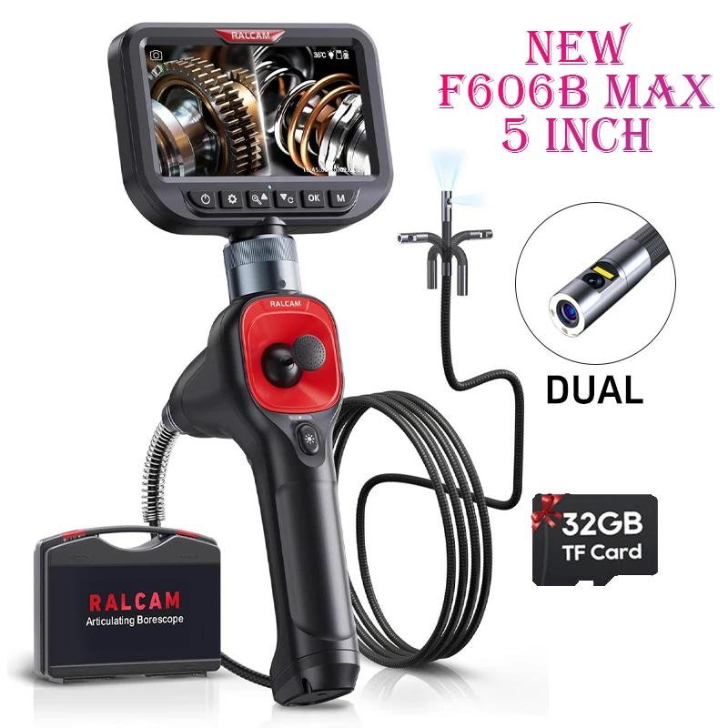 RALCAM 720 Degree Rotation Camera 5 lnch Endoscope 6.2mm Dual 1080P Full HD Endoscope Camera for Industrial Inspection 1