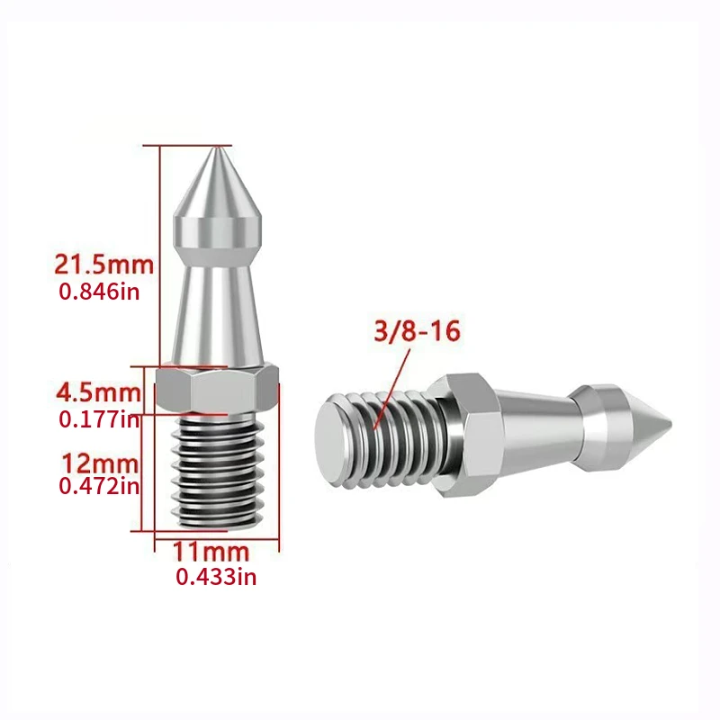 Universal Anti-Slip 3/8\" Rubber Feet Spike Built-in Stainless Steel Spike Replacement Spike Feet For Uneven Ground, Compatible With 3/8\"-16 Thread
