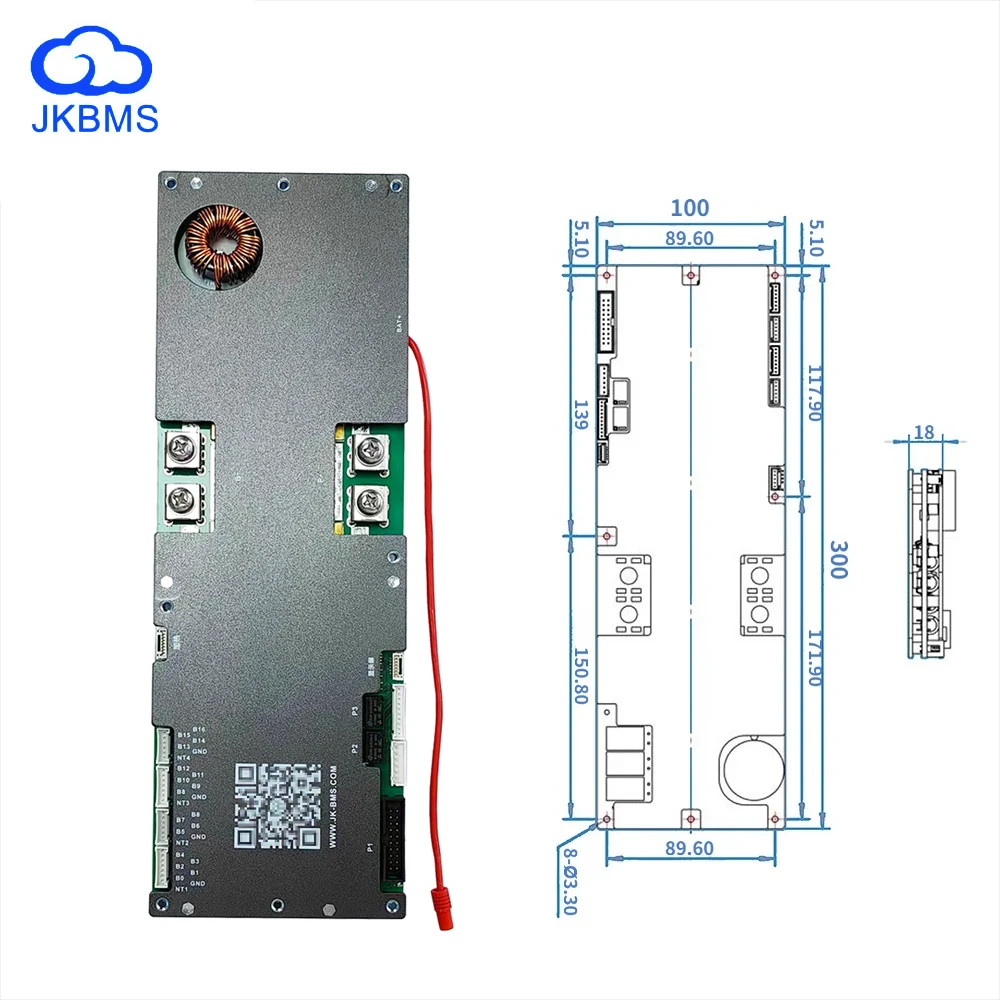 JK 인버터 BMS PB-2A16S20P 캠핑 배터리 팩, 16S 48V lifepo4 2A 액티브 밸런스 8S 16S 100A 150A 200A 24V CAN RS485 RS232 BT