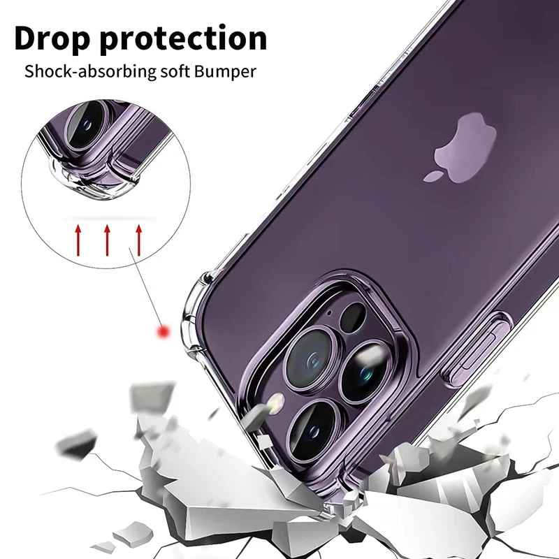 Luxury Shockproof Clear Silicone Phone Case - Transparent Slim Bumper Shell Back Cover