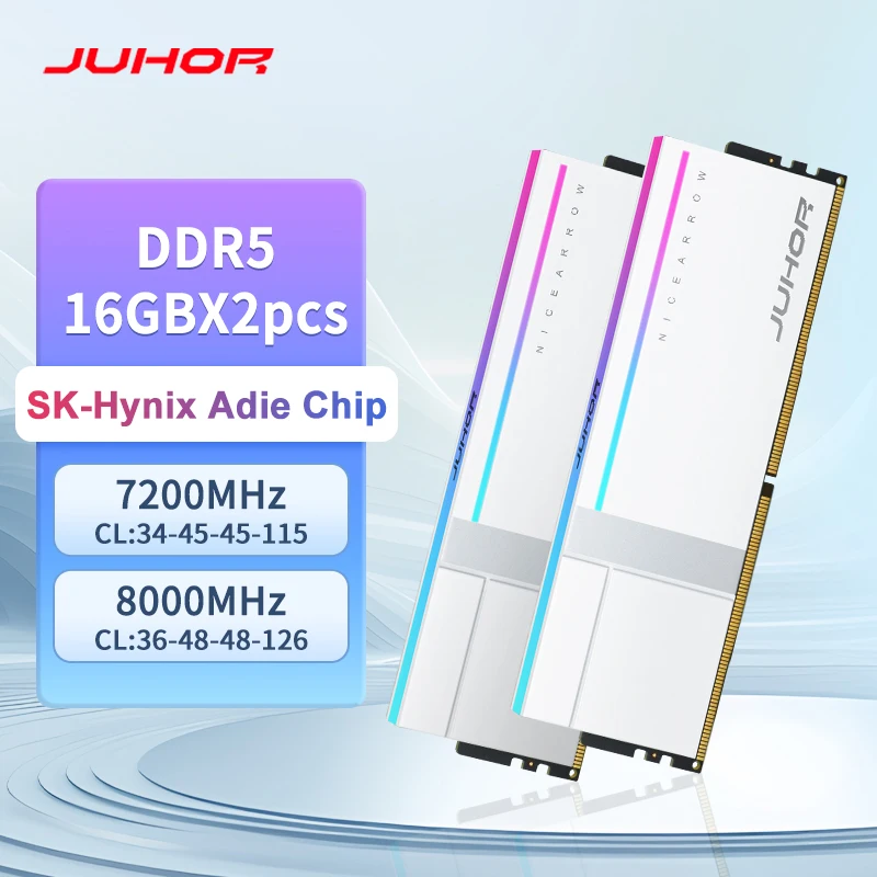 JUHOR RGB Ram DDR5 32GB(16GBX2) 7200MHz 8000MHz DDR5 High