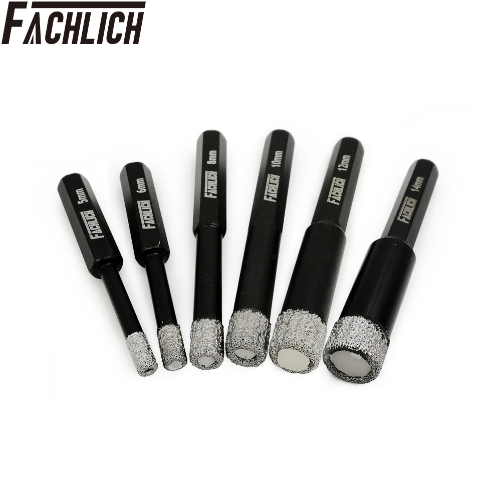 FACHLICH 5pcs/Box Diamond Core Drill Bits Set Hex Shank Tile Porcelain