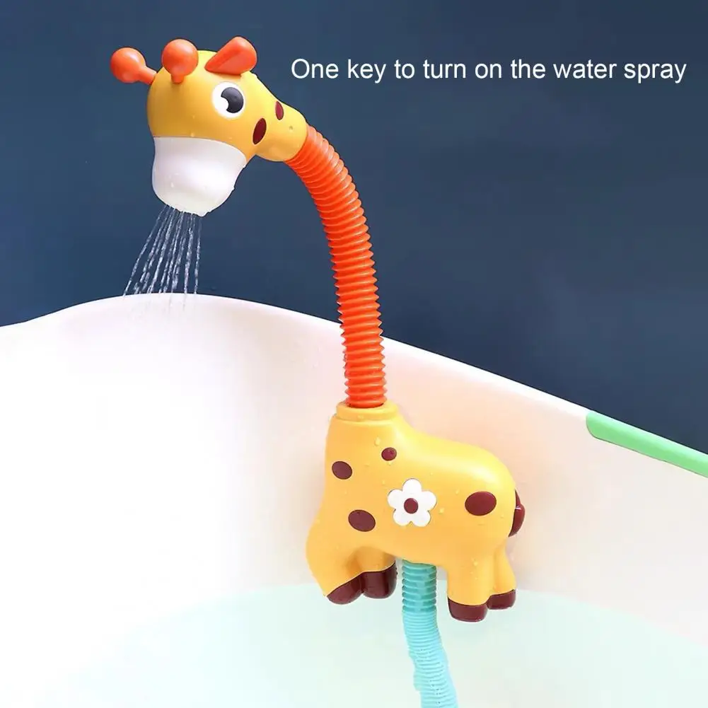 Unique Infant Shower Toy Bright-colored Shower Spray Toy Wear-resistant Carton Giraffe Infant Waterproof