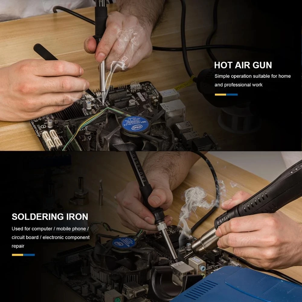 800W 2 IN 1 SMD Soldering Station Hot Air Gun Quick Heat LED Digital Electric Soldering Iron BGA Welding Station By PROSTORMER 6