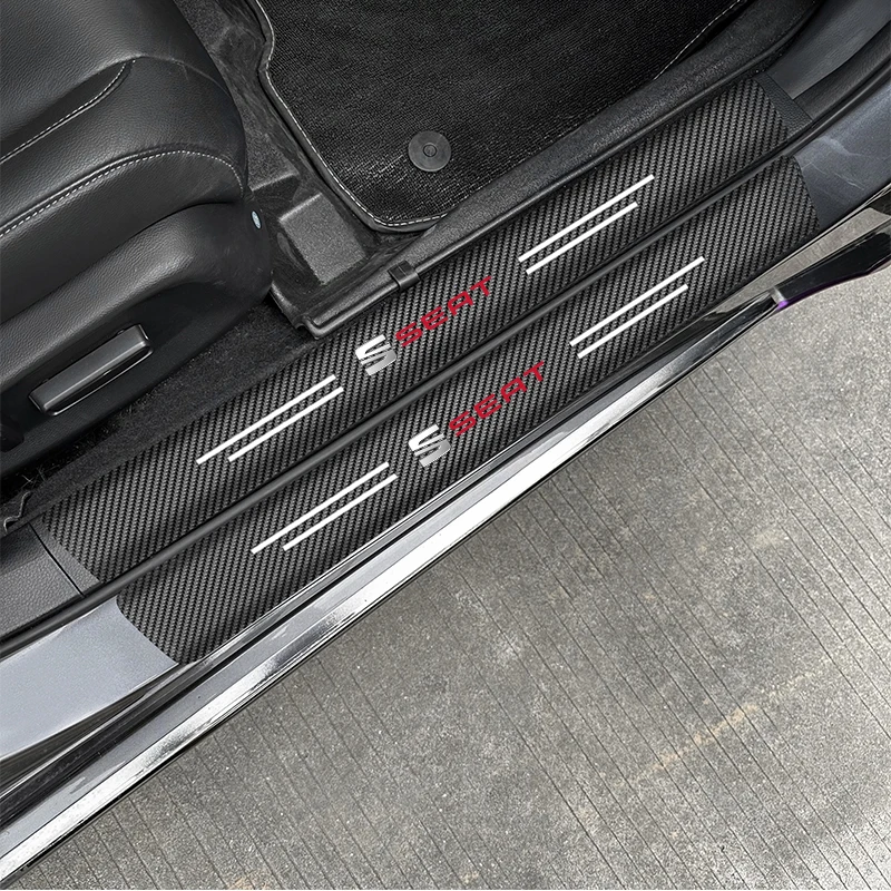 

For Seat Ateca Arona Mii Ibiza Leon Alhambra Altea Arosa Cordoba Exeo Tarraco Carbon Fiber Car Door Edge Sill Stickers