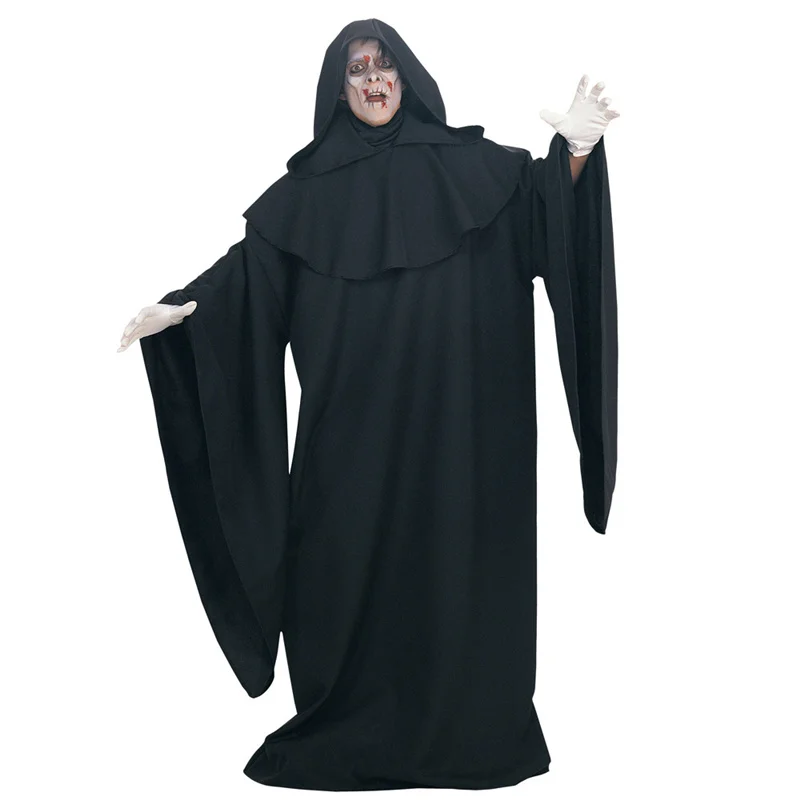 

Fear Dark Demon Ghost Cosplay Costumes Adult Men Halloween Party Masquerade Clothes Scary Scream Wizard Cloak Robe Costume