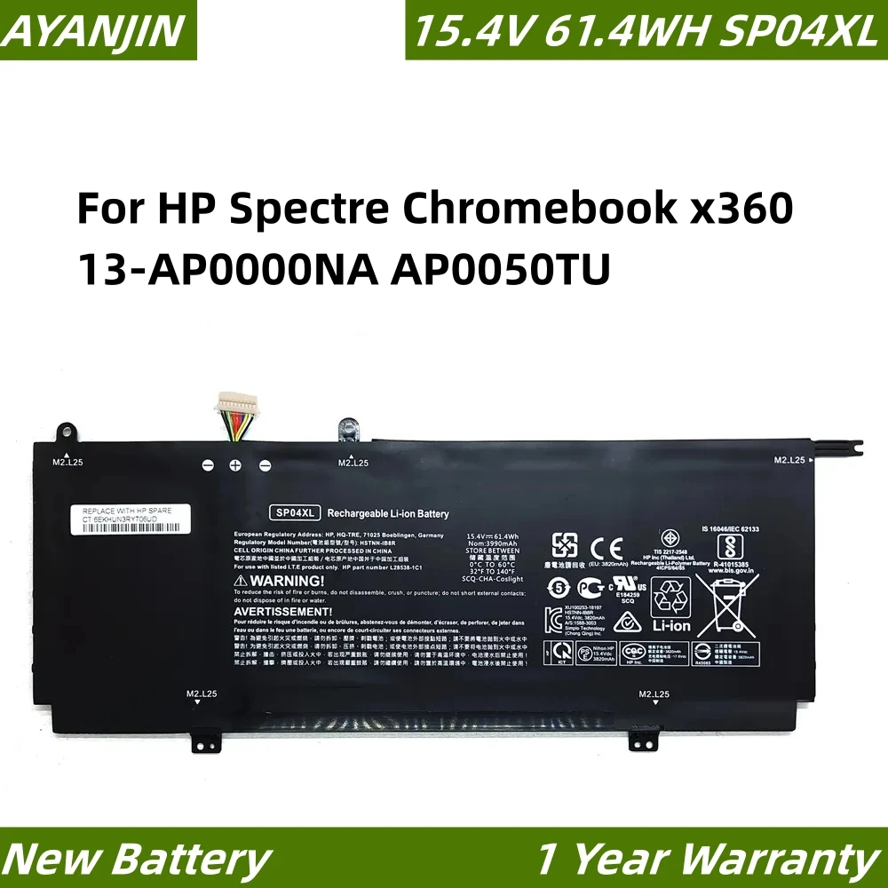 SP04XL 61.4WH Laptop Battery For HP Spectre Chromebook x360 13-AP0000NA AP0050TU 14-DA0011DX HSTNN-OB1B HSTNN-IB8R L28764-005 аккумулятор для hp hstnn pb6p p3g13aa ro04 14 8v 2200mah