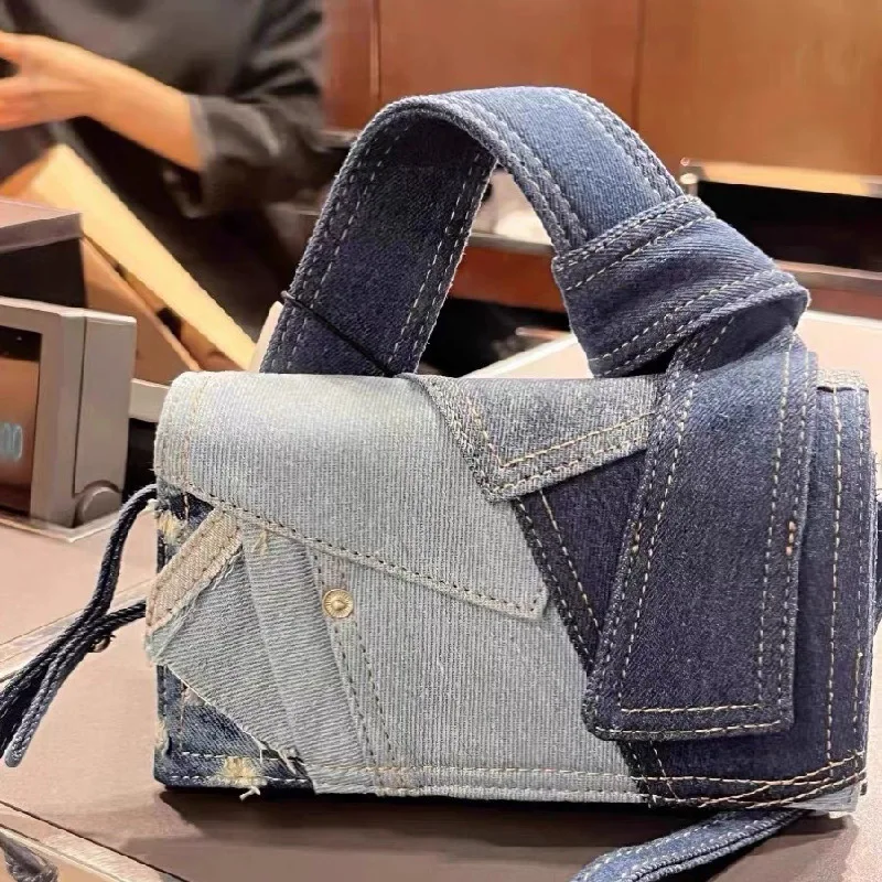 

Women Brand Design Simple Denim Small Square Bag Ladies 2023 Autumn New Trendy High Sense Handbag Versatile Fashion Shoulder Bag