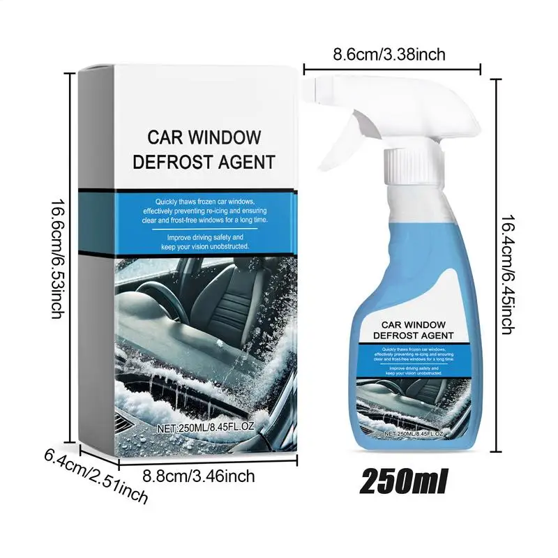 250ml Windshield De-Icer Instantly Melts Ice Snow Melting Defrost Liquid Snow Melting Spray Car Window Glass Deicing