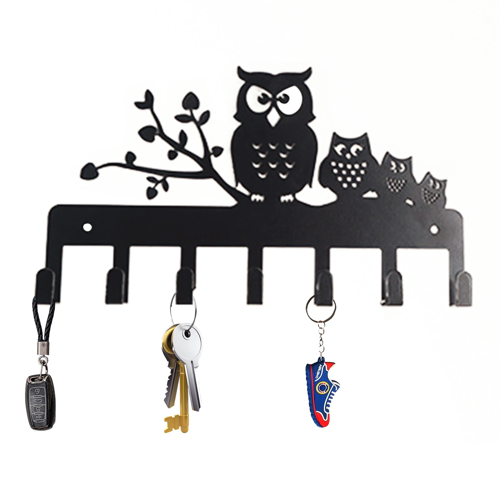 

Винтажный настенный держатель для ключей в виде совы, 7 железных крючков