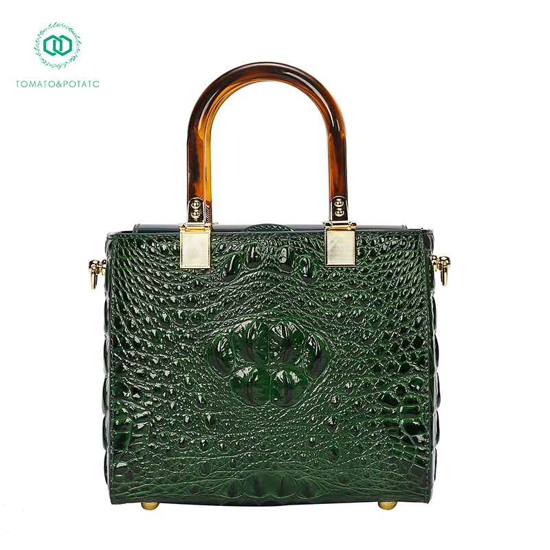 

Baobao Women's Bag 2023 New Fashion Retro Crocodile Pattern Leather Handbag Chain Crossbody Large Capacity Mom's Bag