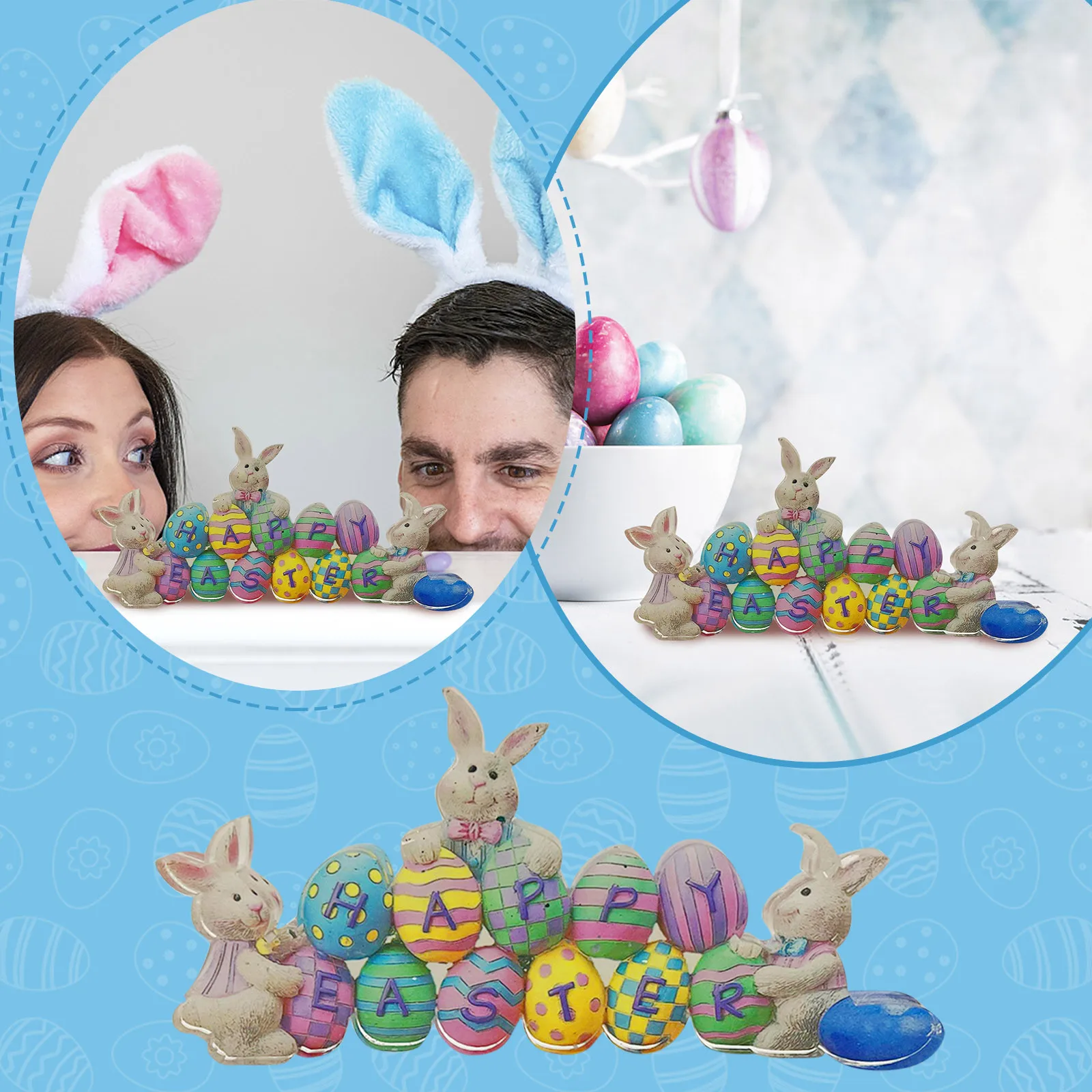 

Easter Bunny Colorful Rabbit And Eggs Flat Decor For Indoor Home Bedroom Office Decor Tabletop Decoration Acrylic Small Ornament