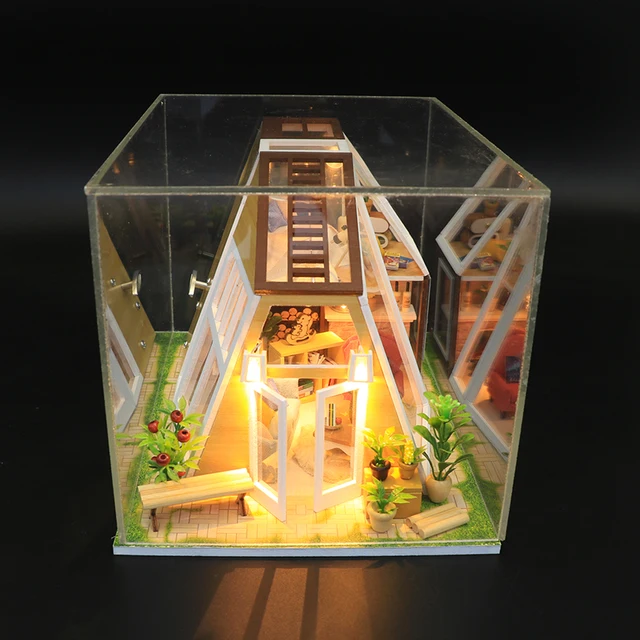 M902 The Aurora Hut Wooden Doll House DIY Assemble Valentine's Day Marry Birthday Present Miniature Hot Kits Toys Home Dollhouse 4