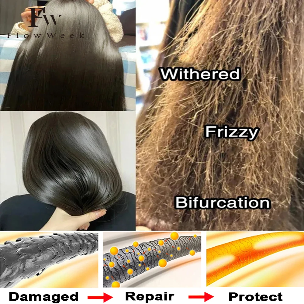 FlowWeek Hair Vitamin Capsule Smooth Silky Hair Mask Keratin Complex Oil Repair Curl Damaged Dry Serum Oil Care Hair Mask Hair Vitamin Capsule Hair Essence Oil Hair Oil
