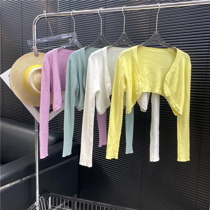 

New Brand Original Design Pinkycolor Long Sleeve Sunscreen sweater Foreign Style 2022 Spring Comfortable cardigan