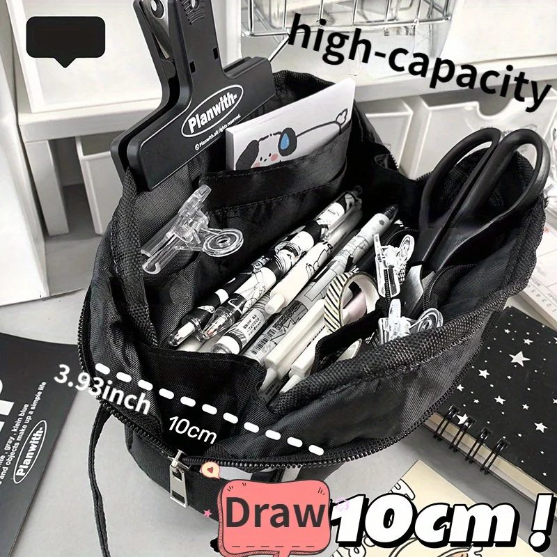 1Pcs 클래식 바둑판 펜 가방 대용량 학생 검사기 보관 가방 휴대용 다기능 편지지 보관 가방