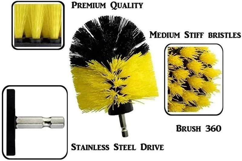 Electric Drill Scrubber 2/3.5/4/5'' Electric Drill Scrubber Brush Power Brush Set Kit Car Soft Drill Kit Bathroom Kitchen Auto Care Cleaning Tools