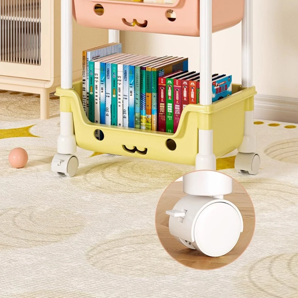 Toy Storage Trolley Children's Toy Storage Racks and Shelving Rotating Bookshelf Multifunctional Household Mobile Trolleyarrange 5