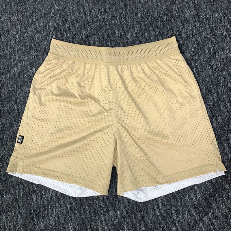AmericanDoubleLayerBasketballShortsMensAboveKneeStreetballBoxersTrainingQuickDried