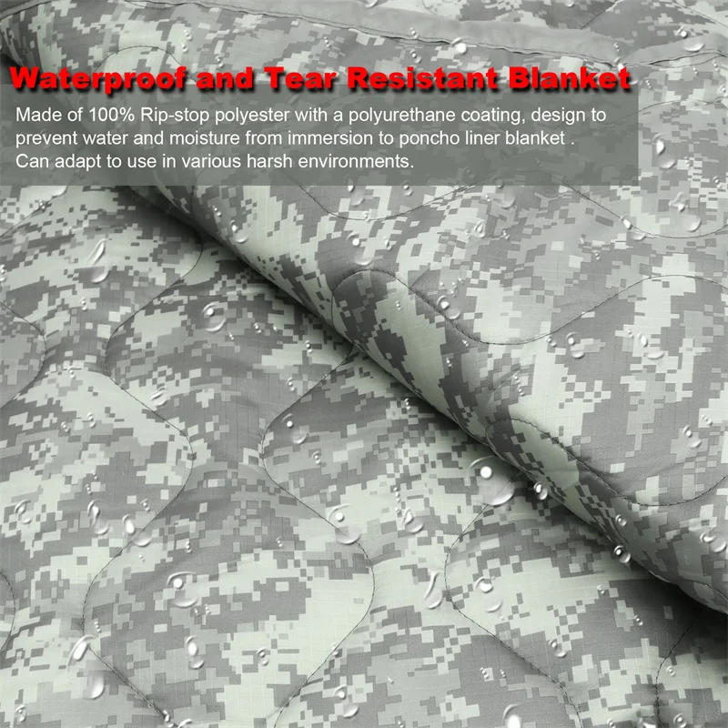 Military Army Camping Blanket Tactical Woobie Blanket Poncho Liner Lightweight Multifunctional All Weather Blankets Camping Gear 4