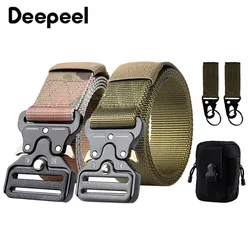 1/2Pcs 3.8*125cm 2022 Nylon Canvas Men's Tactical Belt Hook Buckles Backpack Set First Layer Sporty Man Outdoor Climbing Belts