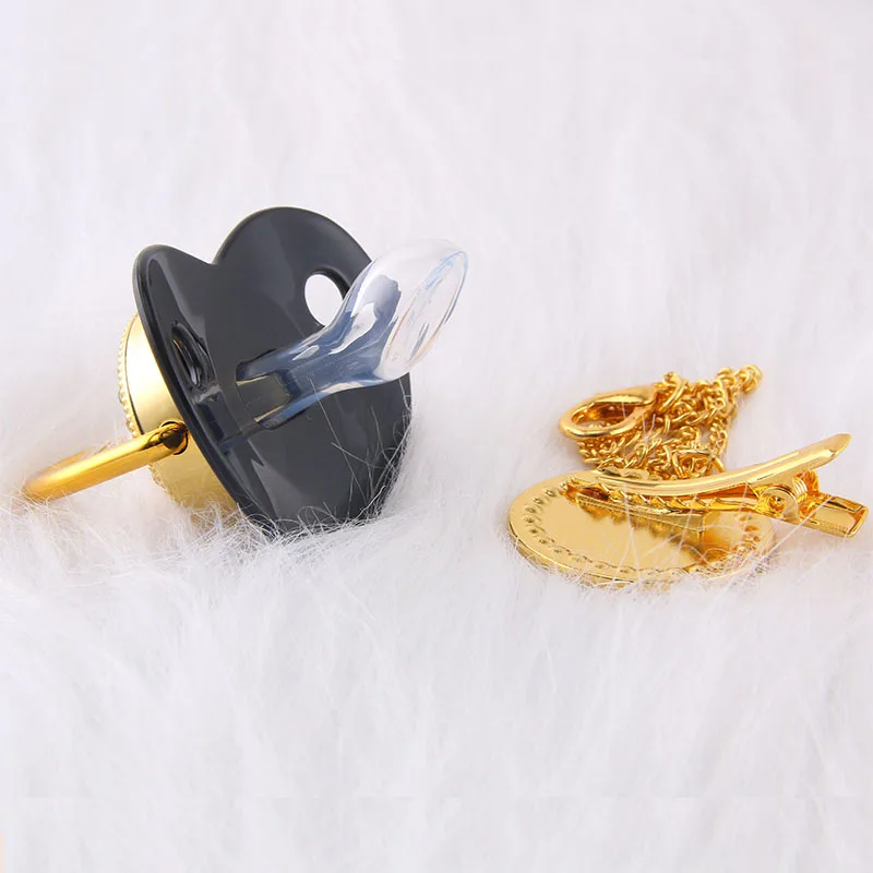 Black Bling Baby Pacifier and Pacifier Clips BPA Free Infant Pacifier Gold Letter Unique Name Initials Newborn Dummy Soother 5 S88529c3f8b074a1a887b7f32f1fcf96aC