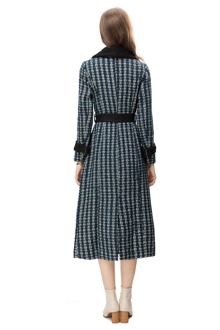 Women's Coat Turn Down Collar Long Sleeves Single Breasted Patchwork Lace Up Fashion Outerwear Coats