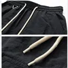 Summer Men's Clothing Bandage Solid Color Elastic High Waist Pockets Casual Loose Straight Knee Pants Preppy Style Shorts 6