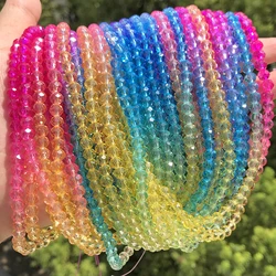 Rainbow Gradient Multi - Faceted Glass Beads for DIY Jewelry and Crafts