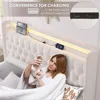 HIFIT Queen LED Bed Frame with Charging Station and 4 Storage Drawers, Velvet Upholstered Platform Bed with Handcrafted Crystal 5
