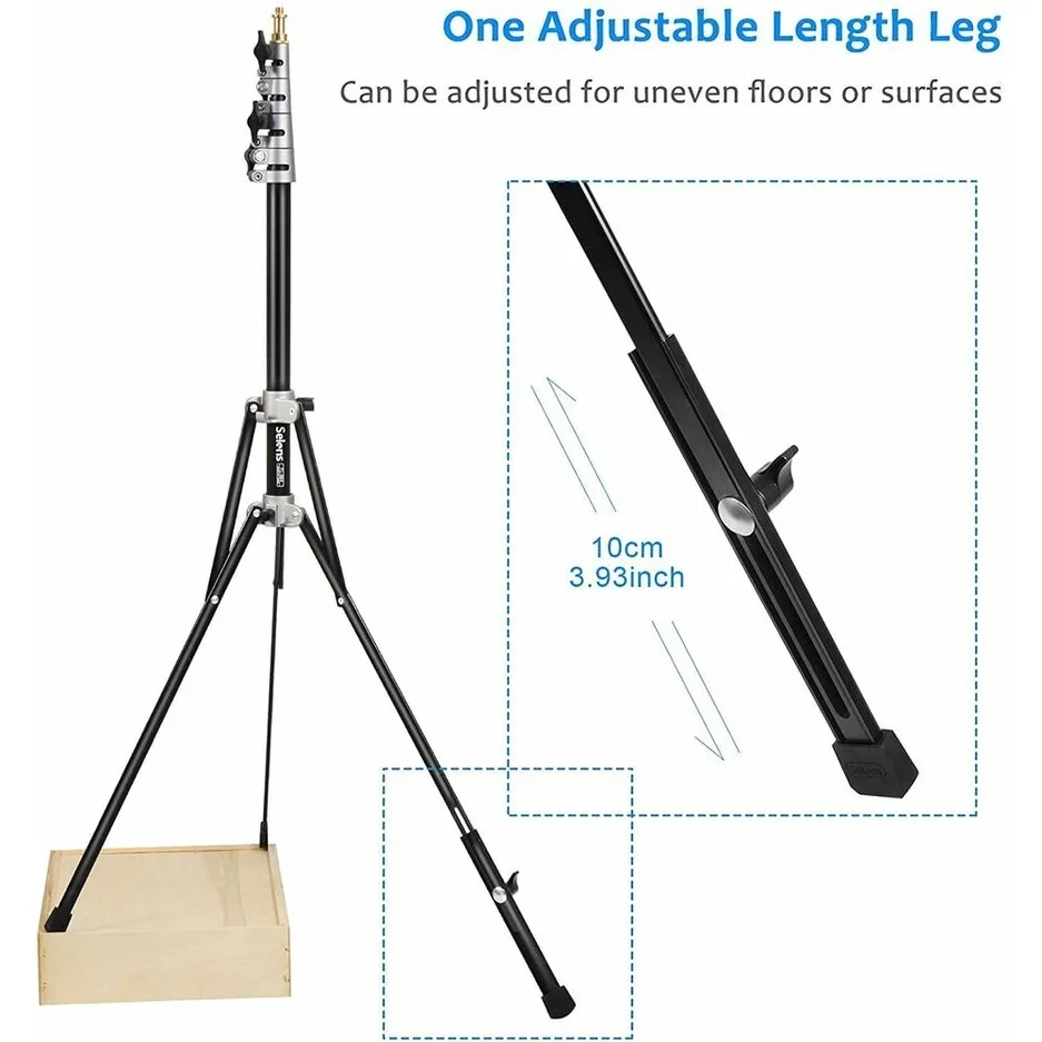 Selens 2.4m Reverse Folding Photography Light Stand Tripod Lightweight Aluminum Alloy Light Frame For Softbox Photo Shooting