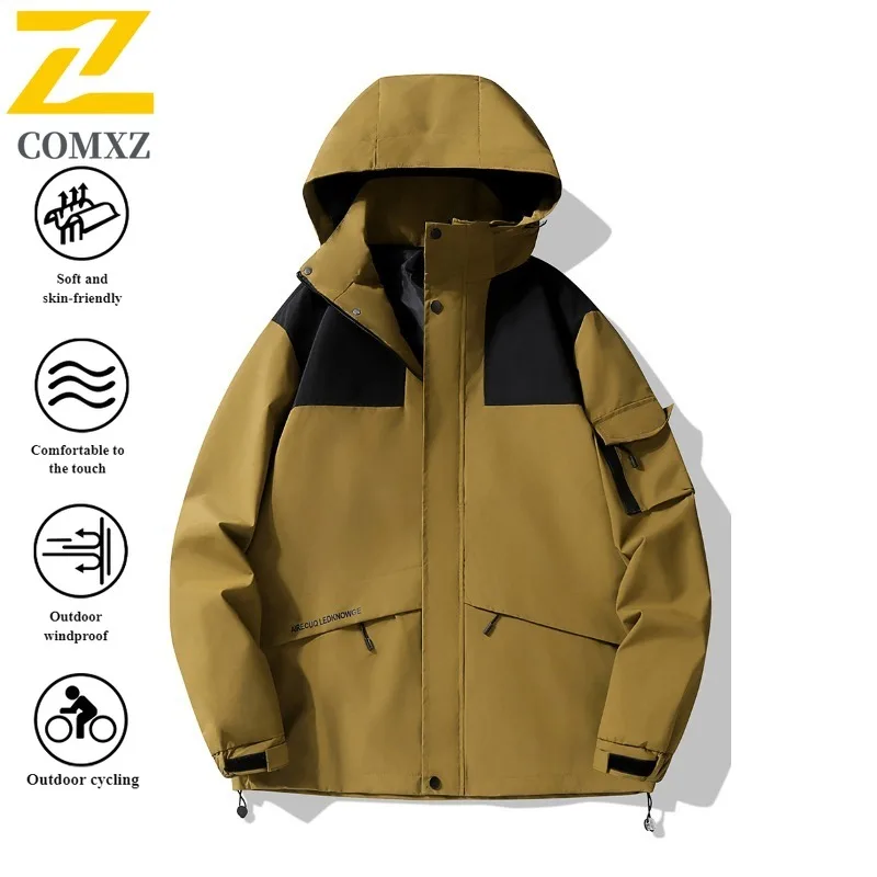 COMXZ Windbreaker Jacket Men Women Waterproof Thermal Detachable Outdoor Hiking Coat Anti-Scratch Spring Autumn  Travel Jacket