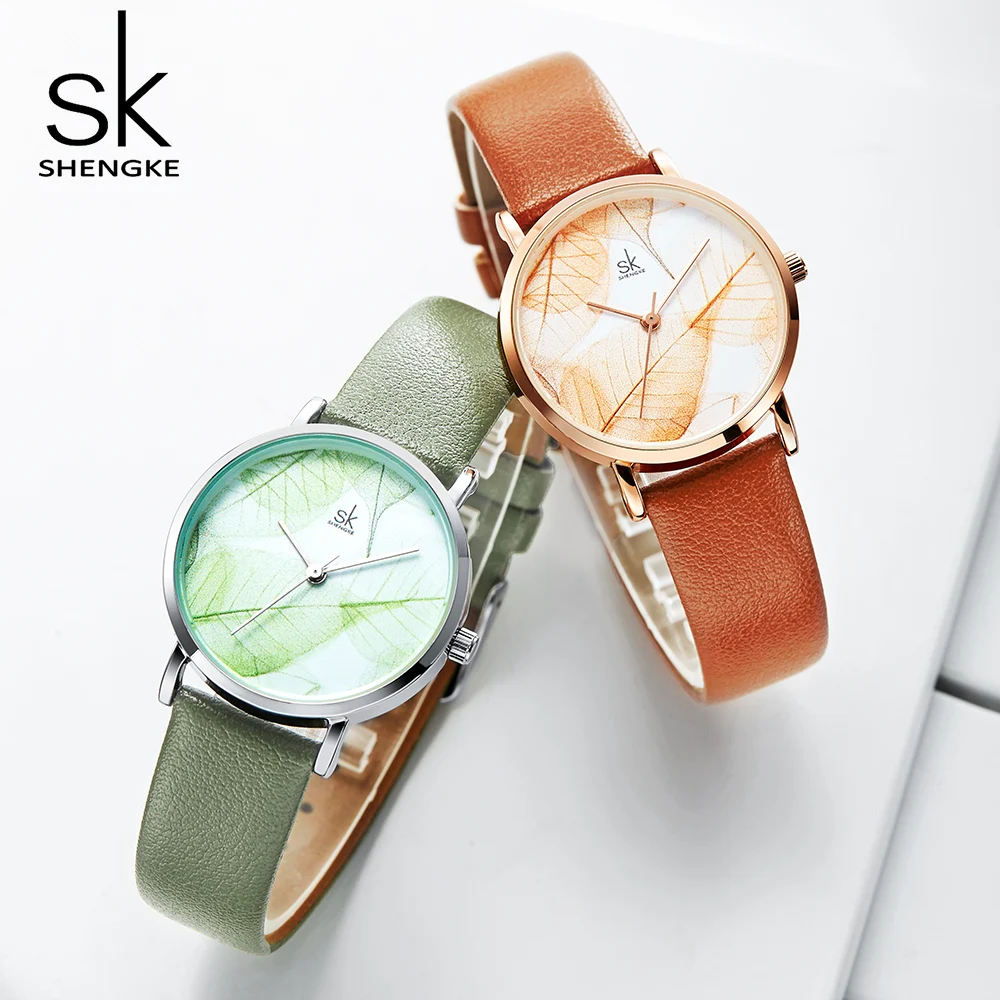 shengke SHENgKE Simplicity creative Women Watch genuine Leather Elegant  Women Watches Ladies Business Wristwatch (K0056-Rosegold