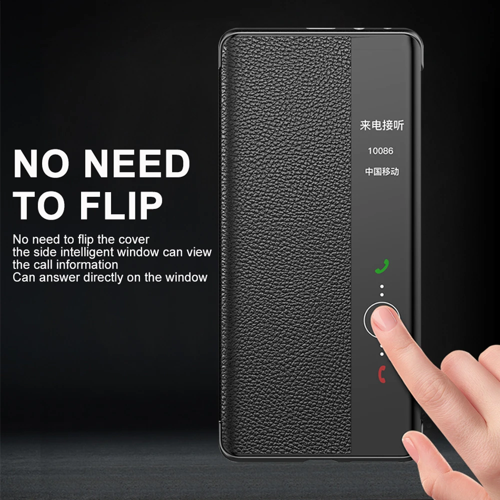 Genuine Leather Flip Cover For Honor Magic 4 Pro Original Mirror Smart Touch View Wake Sleep Up Protection Case for Magic4