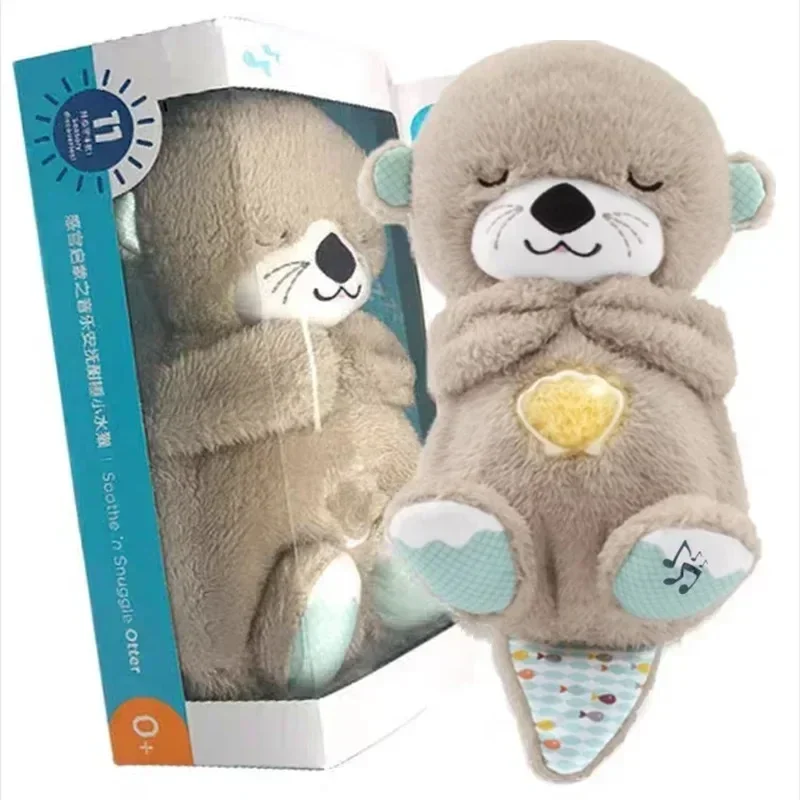 Breathing Glowing Cute Little Otter Doll Breathing koala Elephant Baby Lulls To Sleep Cute Sleeping Doll Music Early Education 2