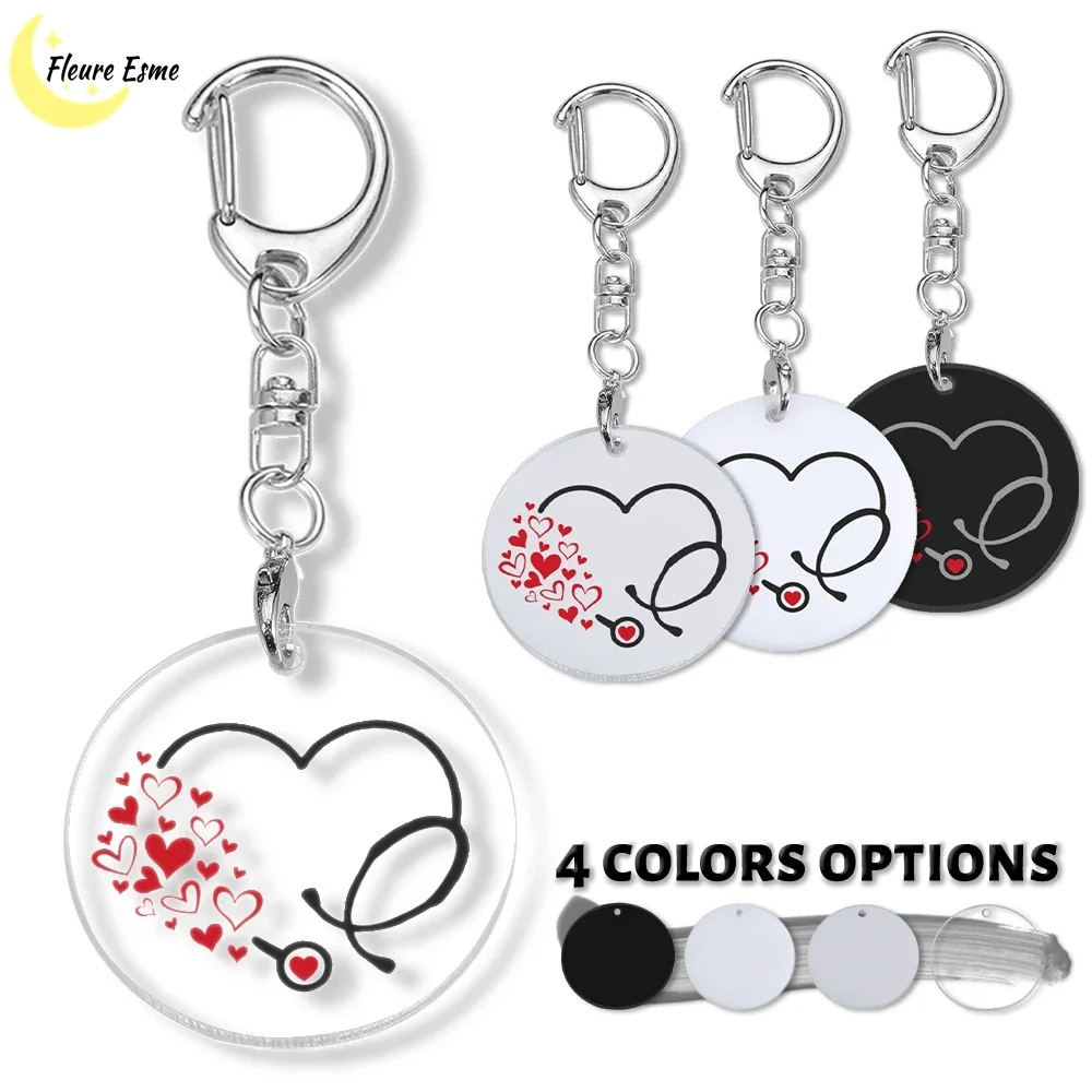Keychains Gifts for Nurses' Day Cute Key Chain Gift Nurse Keychain Gift for Doctors Nurses Acrylic Keychains Accessories 2 3 4pcs single double triple hole metal spring pen holder with pocket clip doctors nurse uniform pen holders office supplies